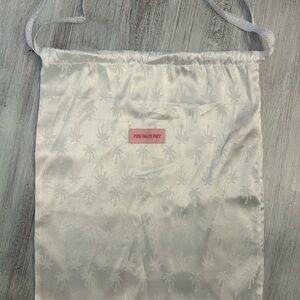 Pink Palm Puff Palm Print Satin Drawstring Bag Only